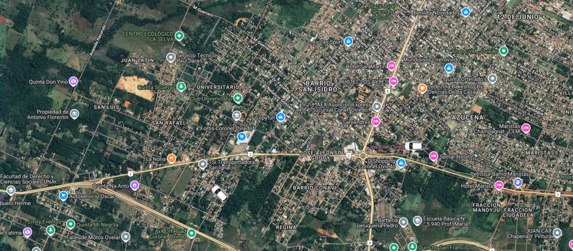 Mapa de colectivos Coronel Oviedo